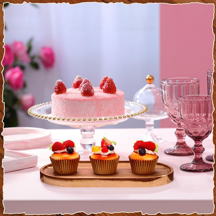 8 Pcs Wooden Serving Tray for Cake Snacks and Dim Sum 29 x 10.5 cm