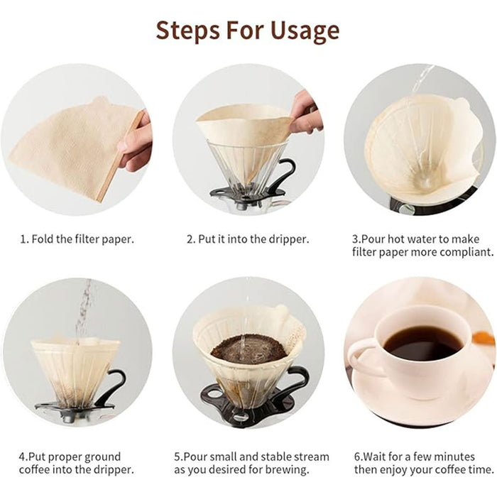 100 Pcs Conical Coffee Filter Paper Virgin Wood Pulp