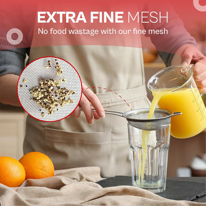 3 Pcs Stainless Steel Flour Sifter Fine Mesh Strainer Set