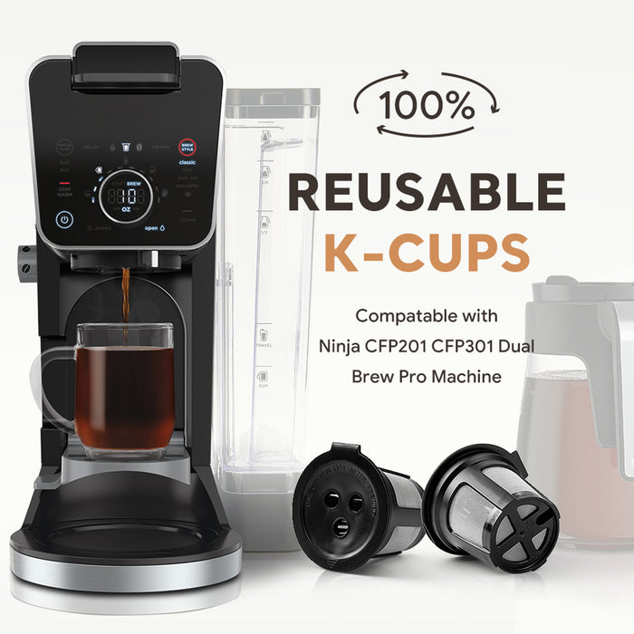 4 Pcs Reusable K-Cup Capsules Three-Hole for Ninja Dual Brew