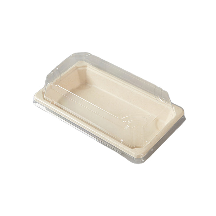 50 Pcs Biodegradable Sushi Boxes with Clear Lid Leak-Proof Natural Beige 8 Sizes
