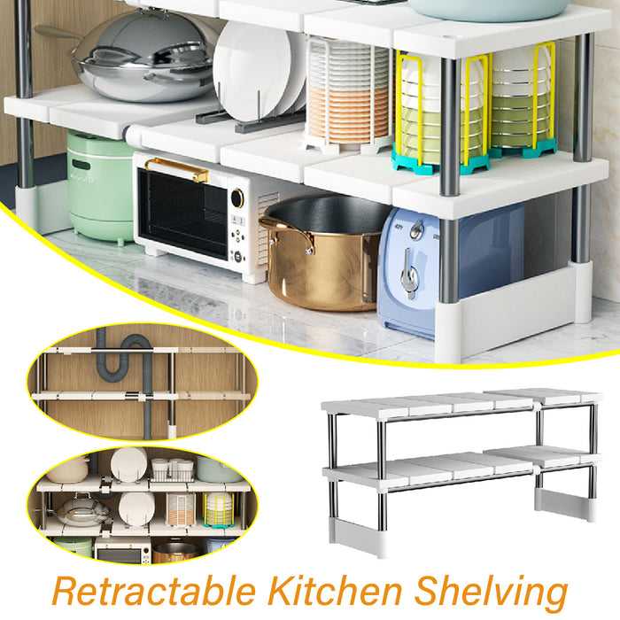 Expandable Kitchen Shelf Organiser Double Layer 54-75cm