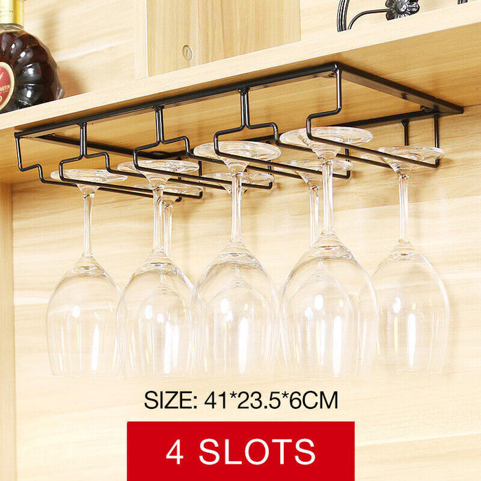 Under-Cabinet Wine Glass Rack Steel Black 3–8 Slots