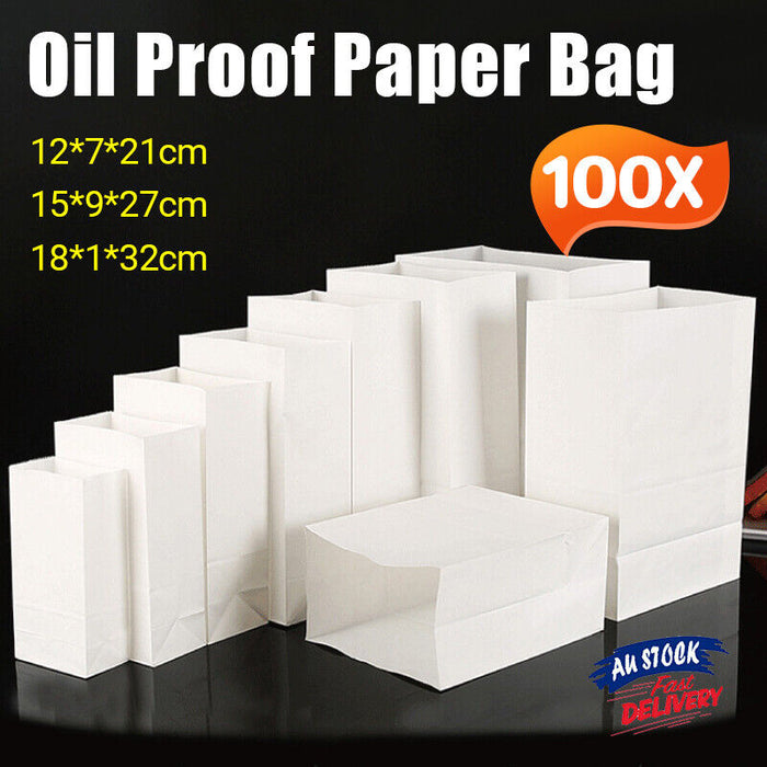 100 PCS Disposable Greaseproof Paper Bag Bread Snack Cookie Doughnut Takeout