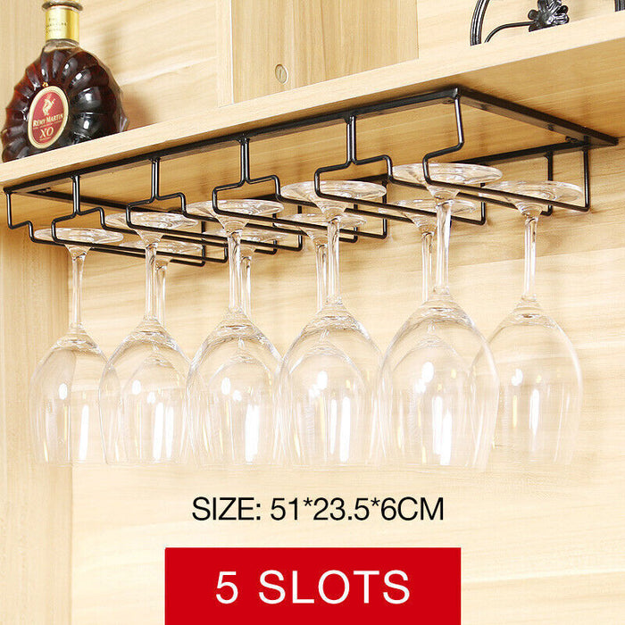Under-Cabinet Wine Glass Rack Steel Black 3–8 Slots