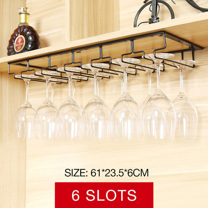 Under-Cabinet Wine Glass Rack Steel Black 3–8 Slots