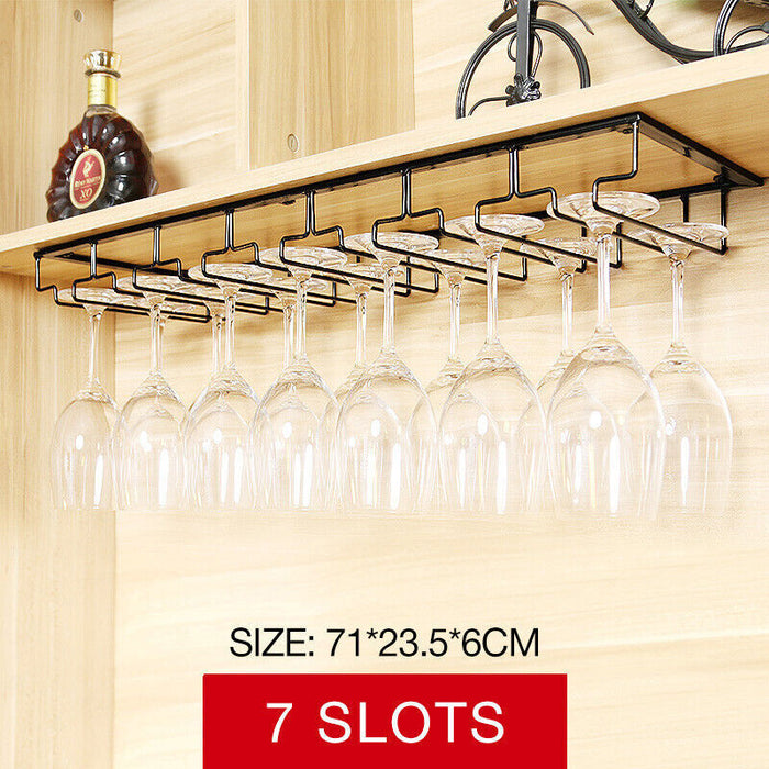 Under-Cabinet Wine Glass Rack Steel Black 3–8 Slots