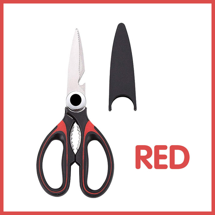 Kitchen Scissors Stainless Steel Black and Red Multi-Function