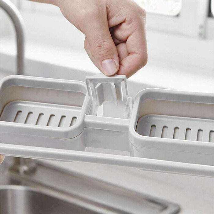 Faucet Mounted Kitchen Sink Drainer Rack, Adjustable Storage for Sponge and Soap