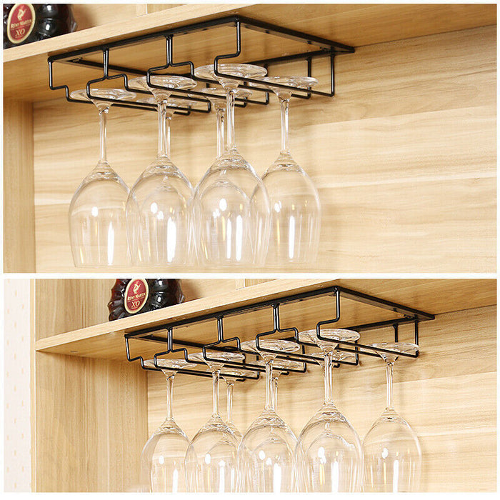 Under-Cabinet Wine Glass Rack Steel Black 3–8 Slots
