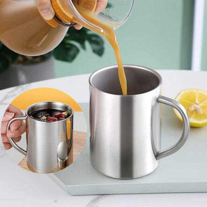 2Pcs Stainless Steel Coffee Mugs Double Wall Insulated 380ml