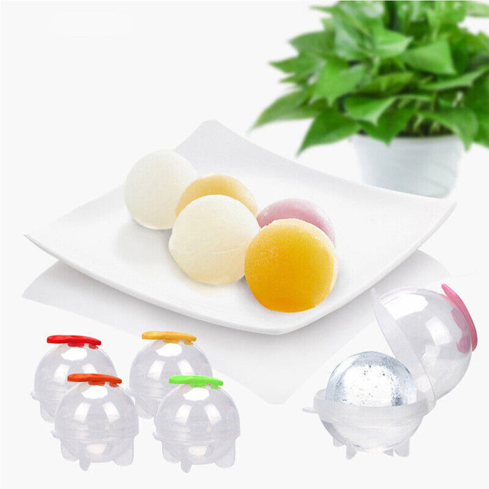 4 Pcs Ice Ball Maker Mould with Silicone Cover Plastic 5.5 x 6cm