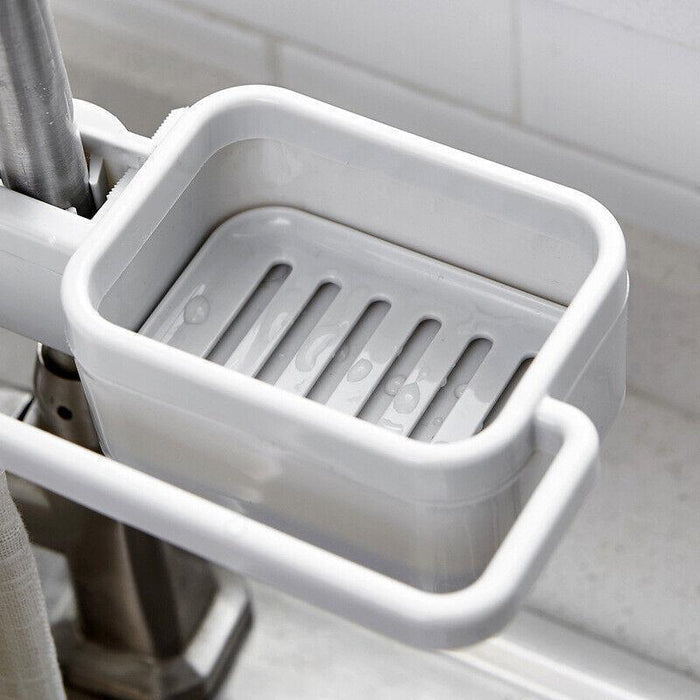 Faucet Mounted Kitchen Sink Drainer Rack, Adjustable Storage for Sponge and Soap