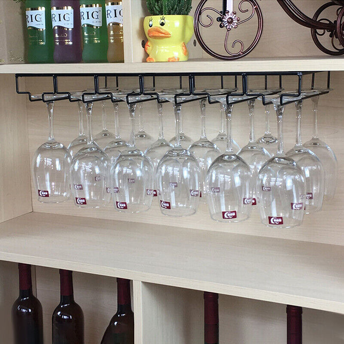 Under-Cabinet Wine Glass Rack Steel Black 3–8 Slots