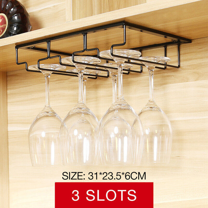 Under-Cabinet Wine Glass Rack Steel Black 3–8 Slots