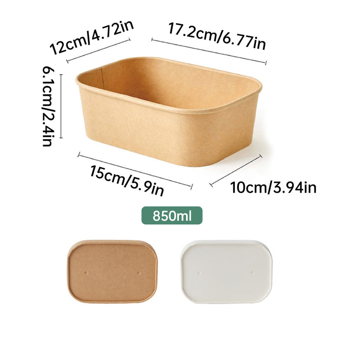 50 Pcs Disposable Takeaway Lunch Boxes with Lids 850 ml Virgin Pulp Leakproof 17.2 x 12 x 6.1 cm