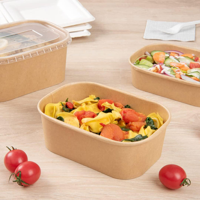50 Pcs Disposable Takeaway Lunch Boxes with Lids 850 ml Virgin Pulp Leakproof 17.2 x 12 x 6.1 cm
