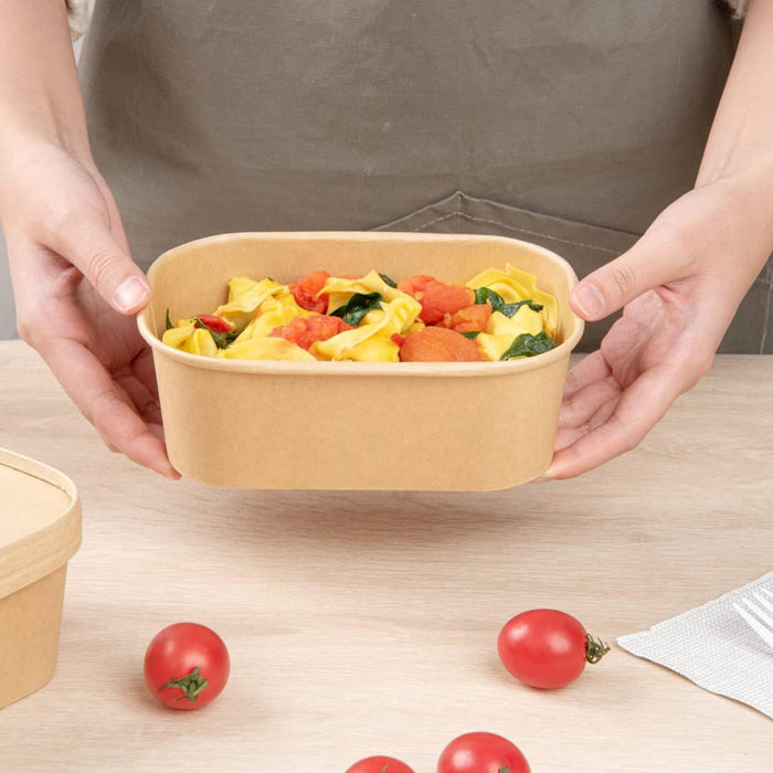 50 Pcs Disposable Takeaway Lunch Boxes with Lids 850 ml Virgin Pulp Leakproof 17.2 x 12 x 6.1 cm