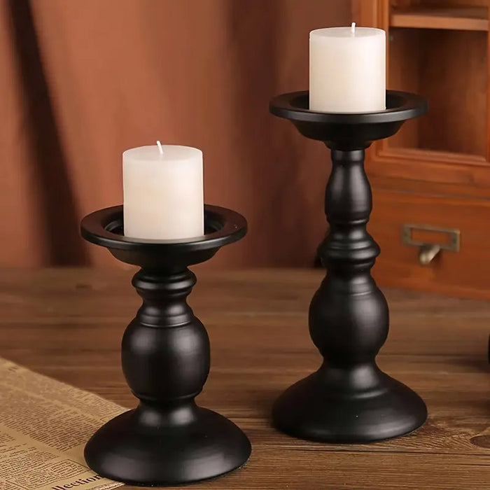 2pcs Black Iron Candle Holders for Candlelight