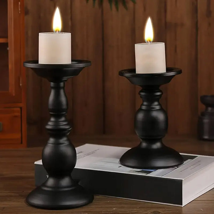 2pcs Black Iron Candle Holders for Candlelight