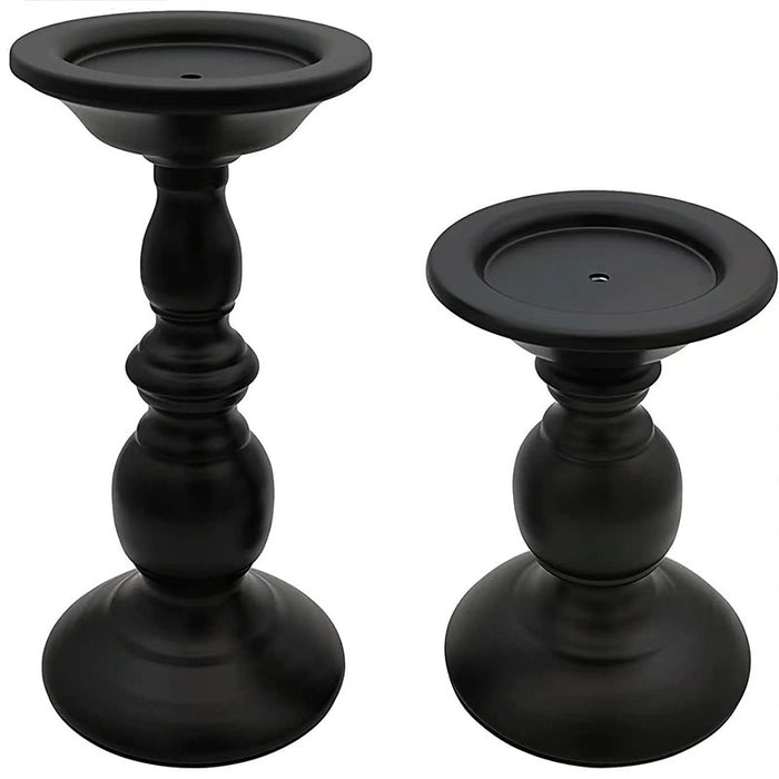 2pcs Black Iron Candle Holders for Candlelight