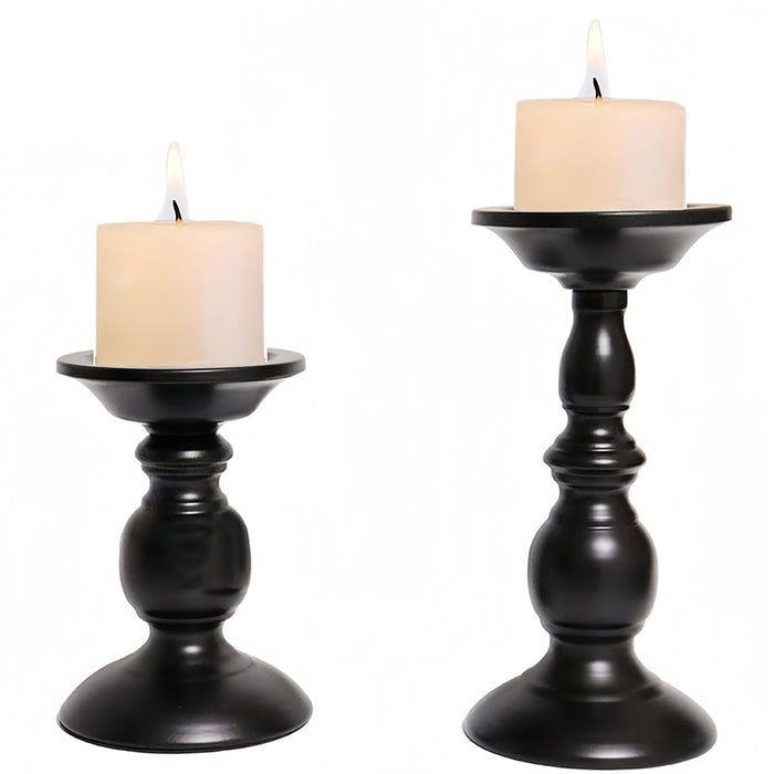 2pcs Black Iron Candle Holders for Candlelight