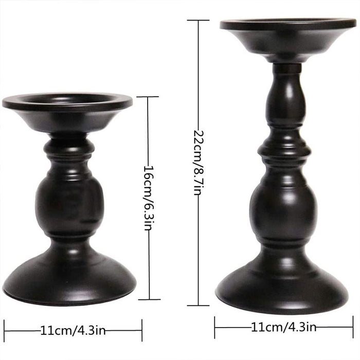 2pcs Black Iron Candle Holders for Candlelight