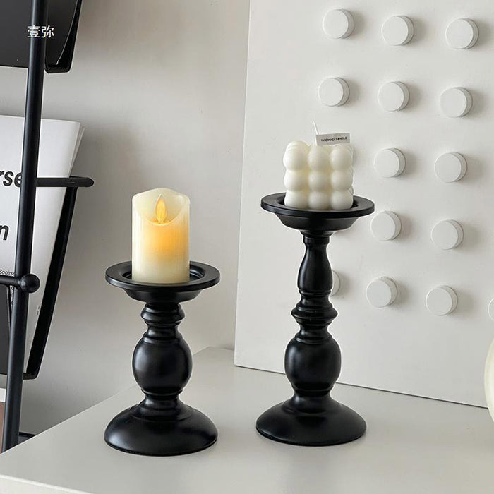 2pcs Black Iron Candle Holders for Candlelight