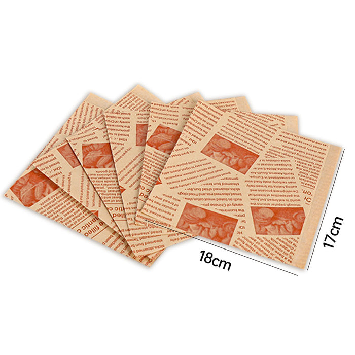 200 Pcs Vintage Newspaper Print Kraft Paper Bags Oil