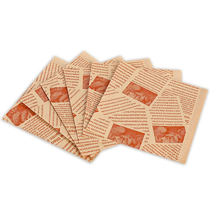 200 Pcs Vintage Newspaper Print Kraft Paper Bags Oil