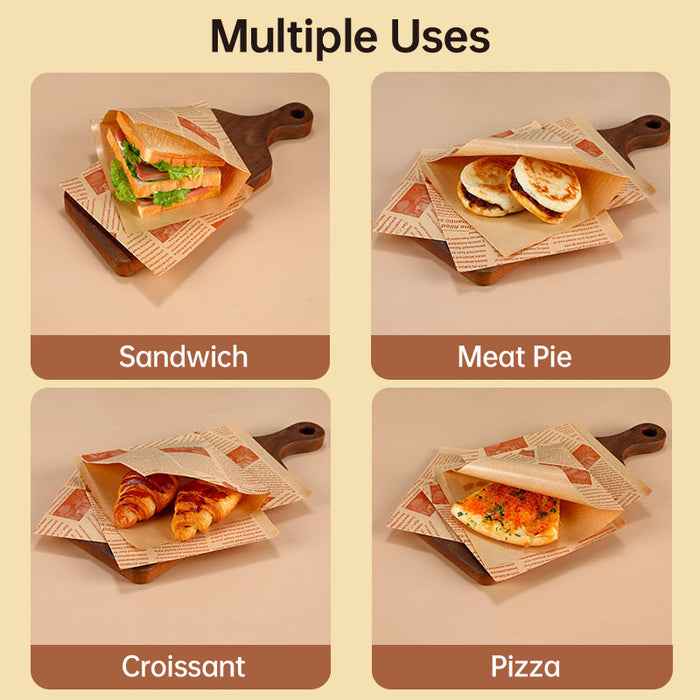 200 Pcs Vintage Newspaper Print Kraft Paper Bags Oil