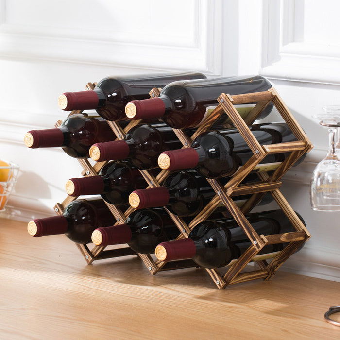 Foldable Wooden Wine Rack New Zealand Pine Holds 10 Bottles
