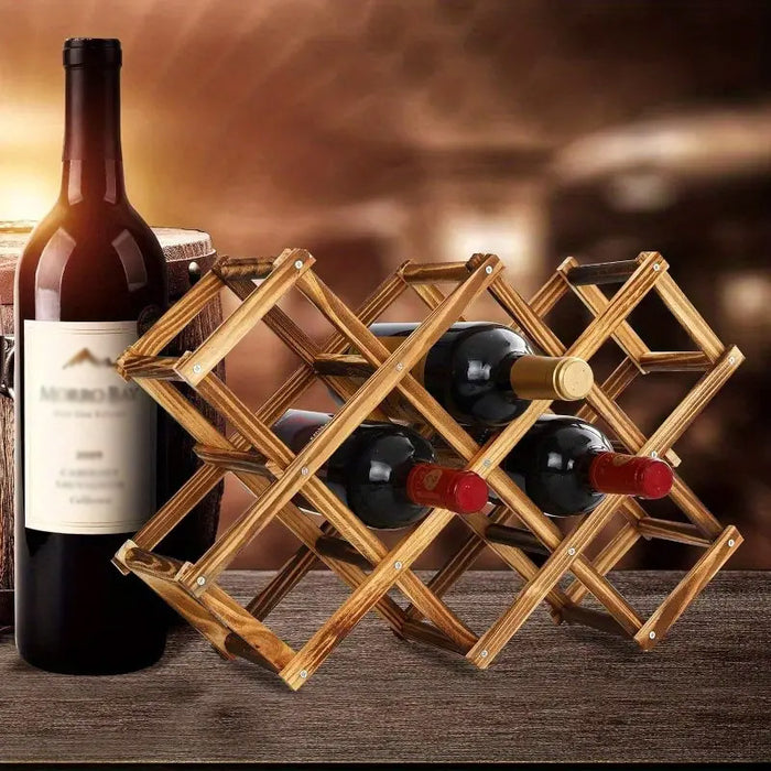 Foldable Wooden Wine Rack New Zealand Pine Holds 10 Bottles