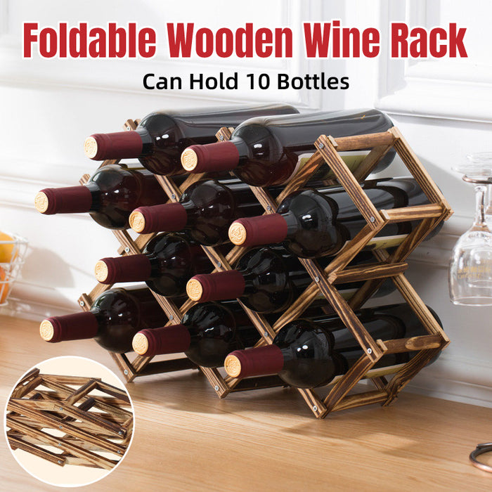Foldable Wooden Wine Rack New Zealand Pine Holds 10 Bottles