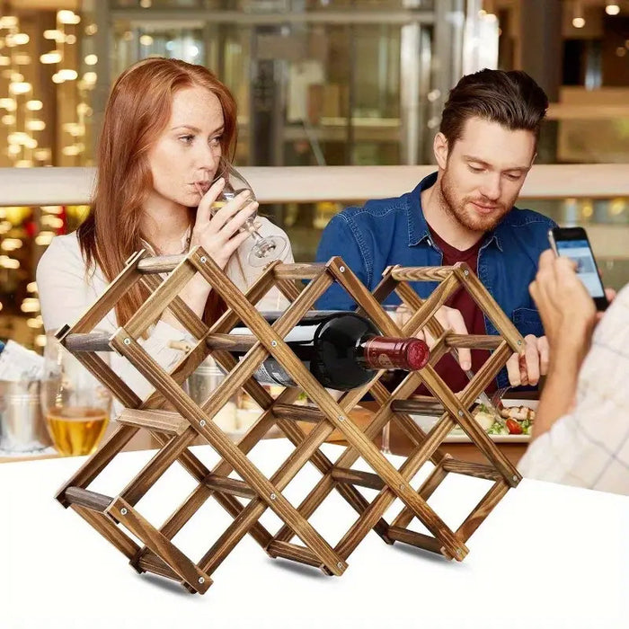 Foldable Wooden Wine Rack New Zealand Pine Holds 10 Bottles