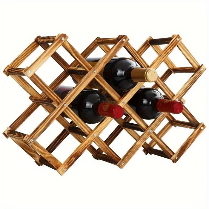 Foldable Wooden Wine Rack New Zealand Pine Holds 10 Bottles