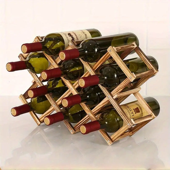 Foldable Wooden Wine Rack New Zealand Pine Holds 10 Bottles