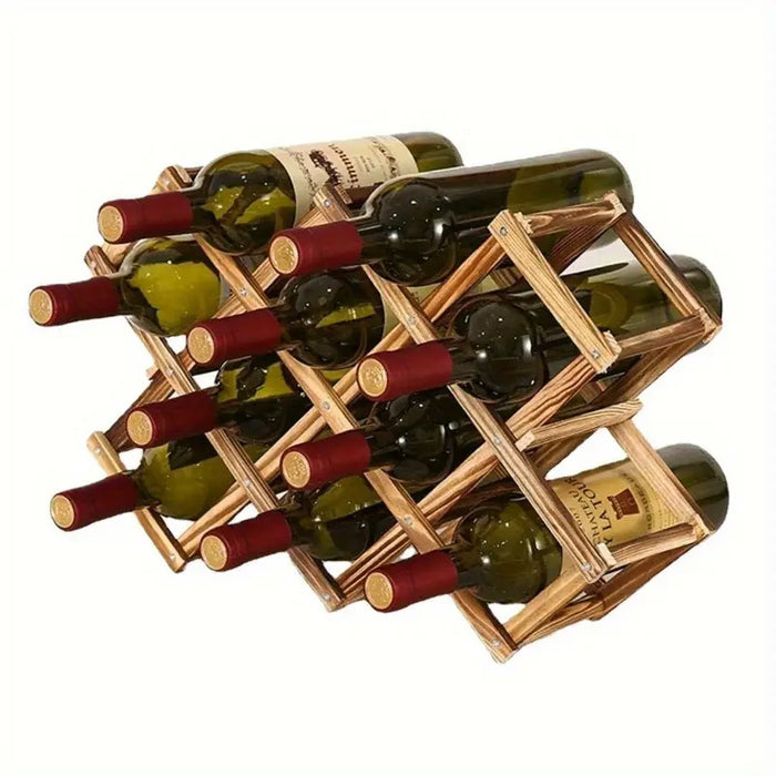 Foldable Wooden Wine Rack New Zealand Pine Holds 10 Bottles