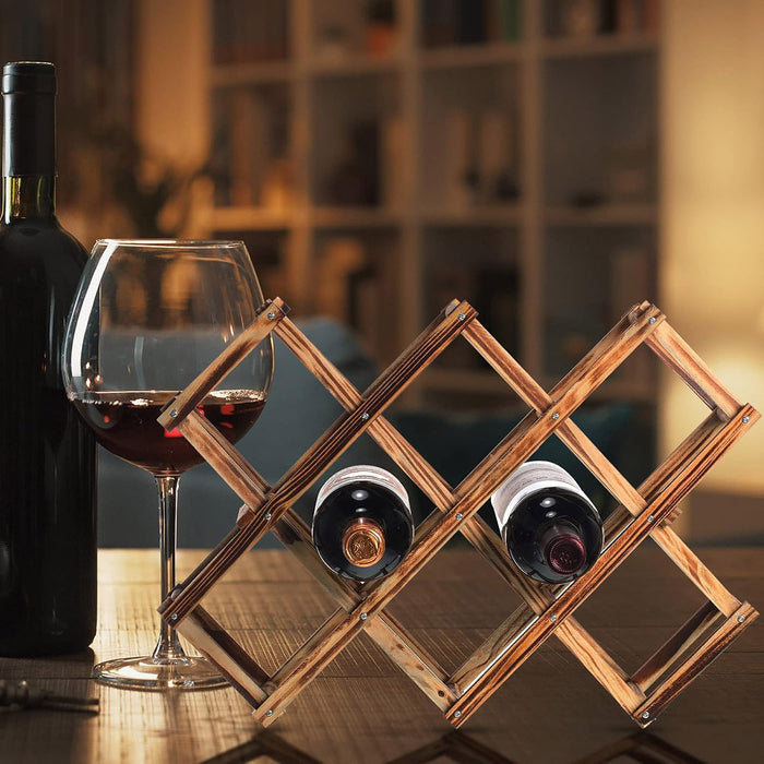 Foldable Wooden Wine Rack New Zealand Pine Holds 10 Bottles