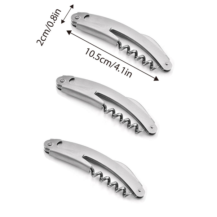 3 Pcs Seahorse Bottle Opener Stainless Steel Foldable Corkscrew