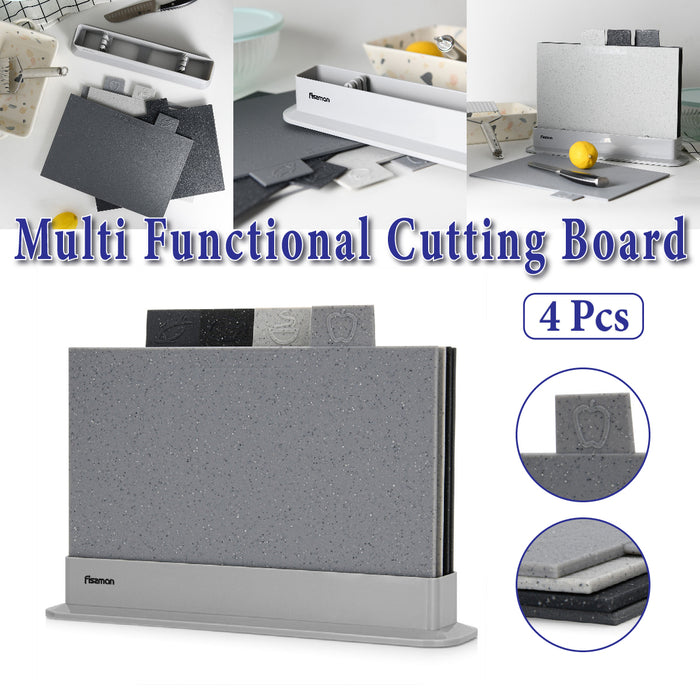 4 Pcs Cutting Board Set Non Slip Colour Coded Kitchen