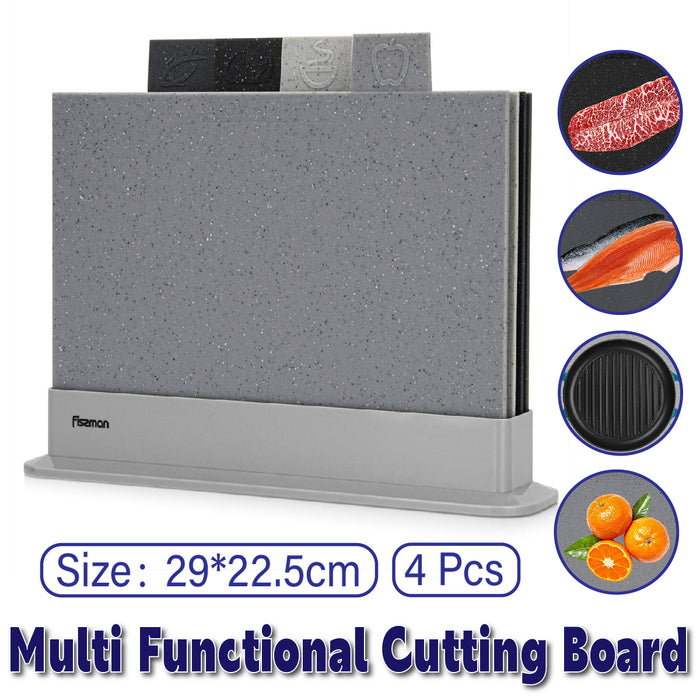4 Pcs Cutting Board Set Non Slip Colour Coded Kitchen
