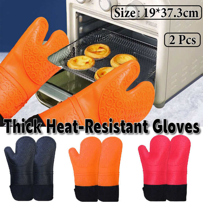 2 Pcs Insulated Oven Mitts Heat-Resistant Silicone with Lining