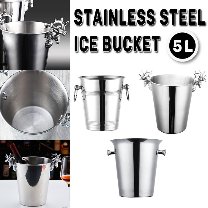 5L Stainless Steel Ice Bucket with Double Insulated Wall
