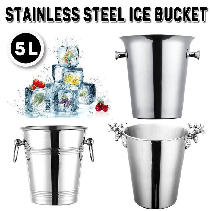 5L Stainless Steel Ice Bucket with Double Insulated Wall