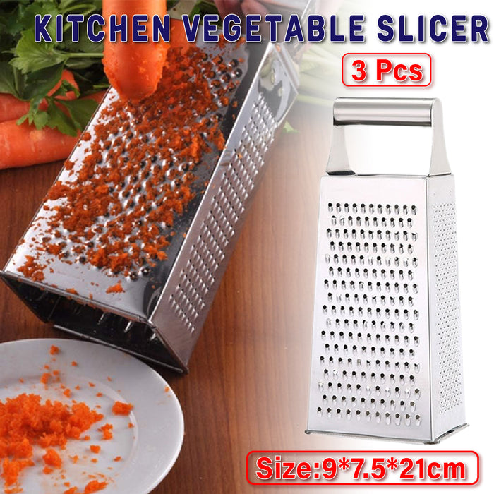 3 Pcs Stainless Steel Vegetable Slicer Grater Set with Ergonomic Handle