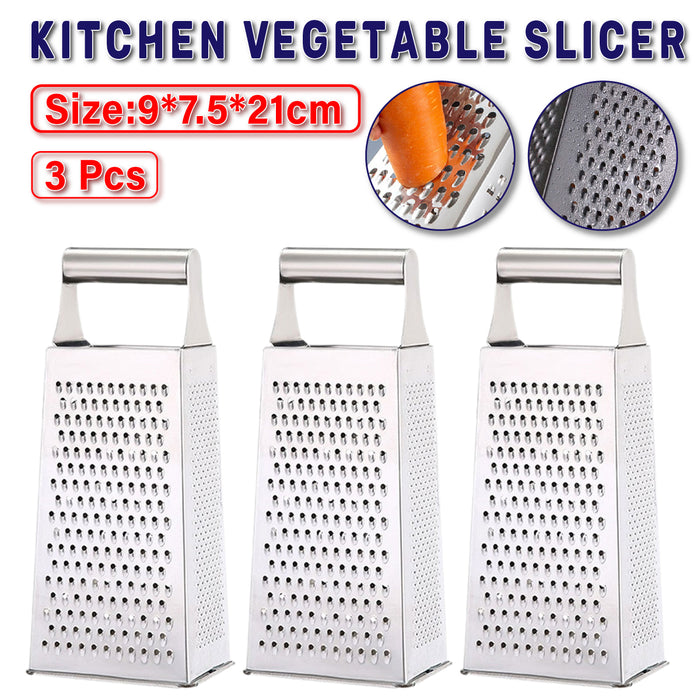 3 Pcs Stainless Steel Vegetable Slicer Grater Set with Ergonomic Handle