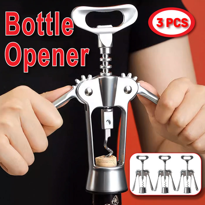 3 Pcs Stainless Steel Wine Corkscrew Bottle Opener Set