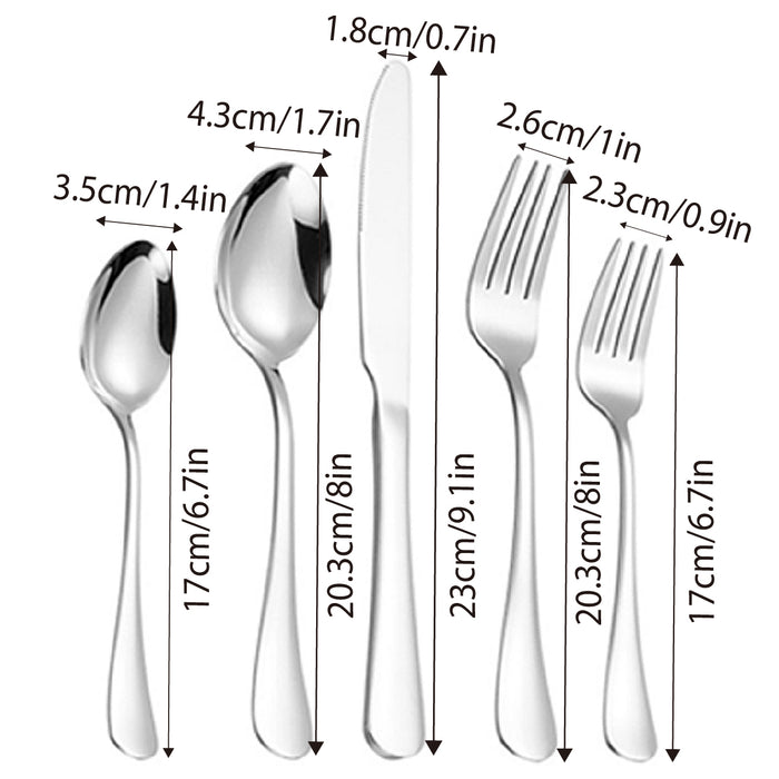 Stainless Steel Silver Cutlery Set of 40