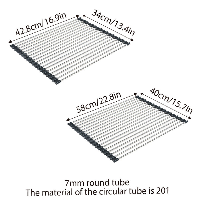 Stainless Steel Folding Sink Draining Rack with Silicone Pad